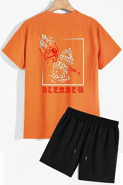 trendypassion Shorts-T-Shirt-Trainingsanzug-Set mit Rückendruck