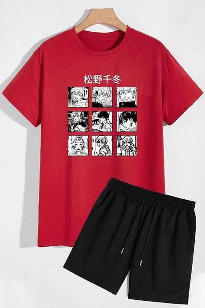 trendypassion Trainingsanzug-Set mit bequemem Anime-Muster, Shorts und T-Shirt