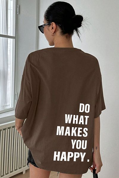 uyguntarz Unisex-Übergröße-T-Shirt „Do What“ mit Aufdruck auf der Rückseite