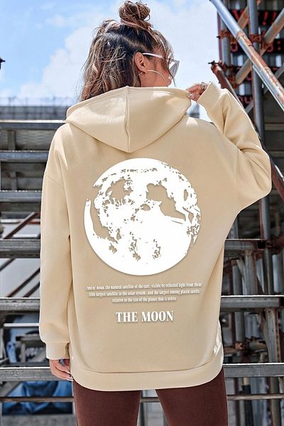 uyguntarz Unisex φούτερ με στάμπα The Moon