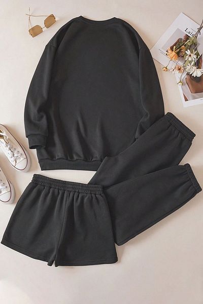 uyguntarz Unisex Σετ κοντό φούτερ Sweat 3 τεμαχίων