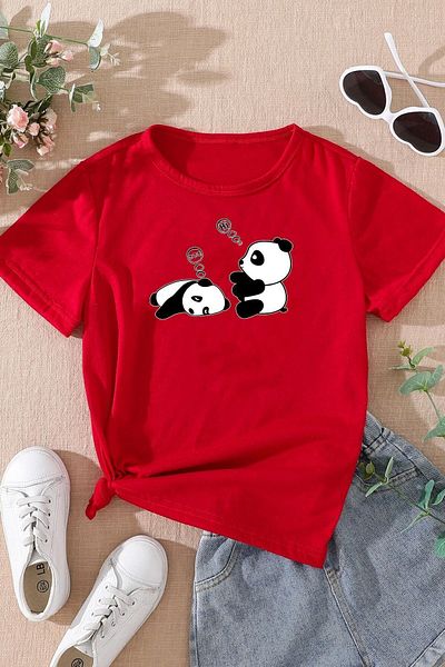 uyguntarz Παιδικό βαμβακερό μπλουζάκι Sleep Panda με στάμπα