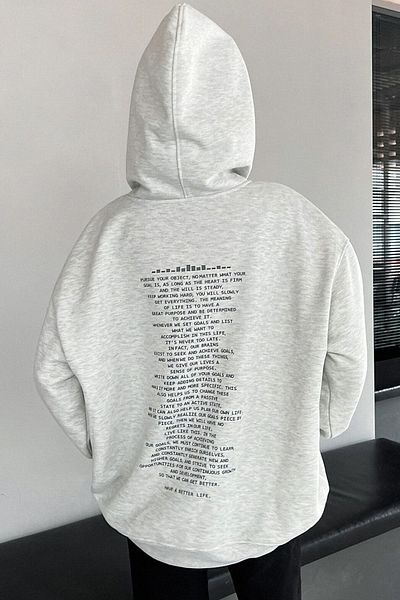 uyguntarz Bedrucktes Unisex-Sweatshirt „Have a Better Life“ KP-GREY-BACK