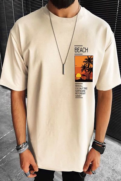 uyguntarz Ανδρικό μπλουζάκι Oversize - Beach Printed