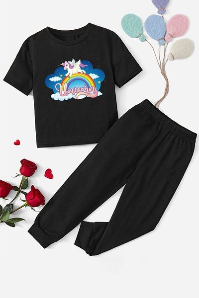 uyguntarz Kids Unicorn Bottom - Top Σετ αθλητικής φόρμας