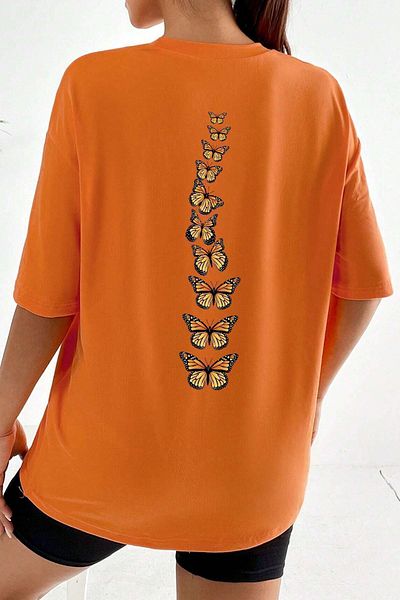 uyguntarz Unisex-König-T-Shirt mit Schmetterlingsdruck auf der Rückseite