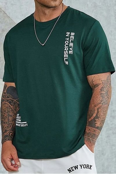 uyguntarz Belive in Yourself bedrucktes Oversize-T-Shirt für Herren