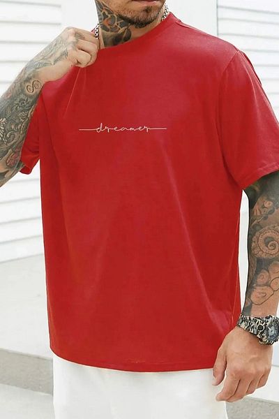 uyguntarz Übergroßes T-Shirt mit „Dreamer“-Print für Herren