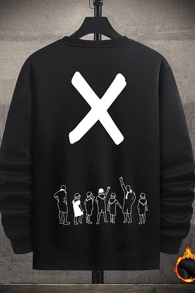 uyguntarz Unisex Design X bedrucktes Rundhals-Sweatshirt