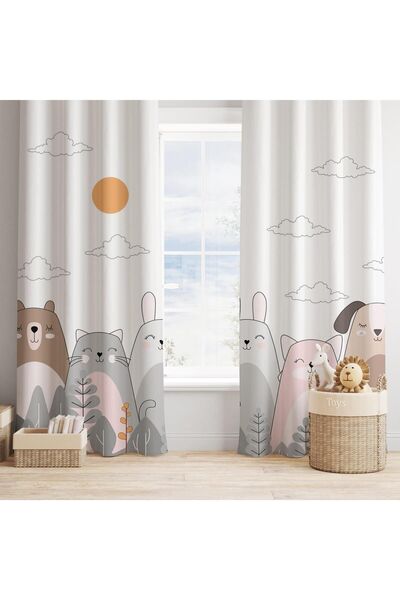 Bebemotto Tavşan Arkadaşları, Beyaz, Gri, Ithal Kumaş, Çocuk Ve Bebek Odası F...