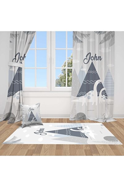 Bebemotto İskandinav Stili, Dinazorlu, Gri, Ithal Kumaş, Çocuk Ve Bebek Odası...