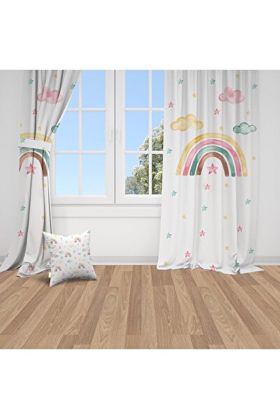 Bebemotto Sulu Boya Efektli, Gökkuşağı, Beyaz, Pembe, Ithal Kumaş, Çocuk Ve B...