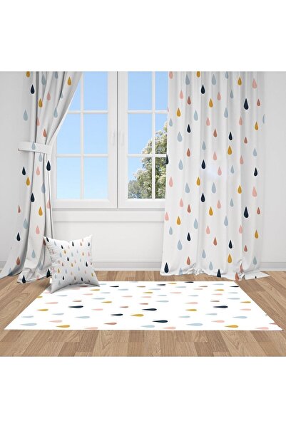 Bebemotto Renkli Damlalar, Beyaz, Mavi, Sarı, Ithal Kumaş, Çocuk Ve Bebek Oda...