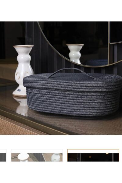 JÜTEX HOME Jüt Hasır Sepet Oval Kapaklı Organizer 30x20x10