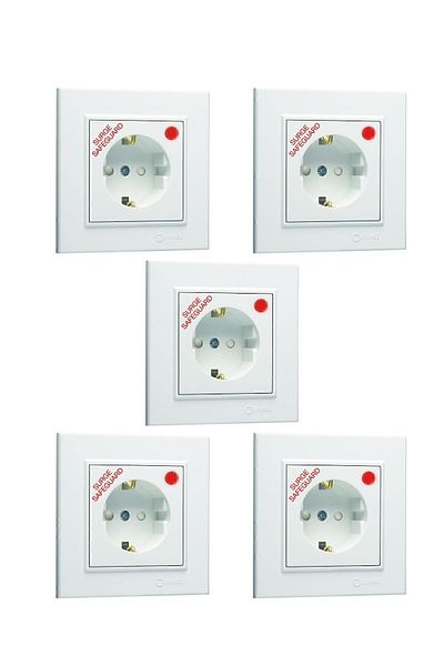 MAKEL 5 Shock Current Protected Single White Grounded Socket Recessed 5 Pieces