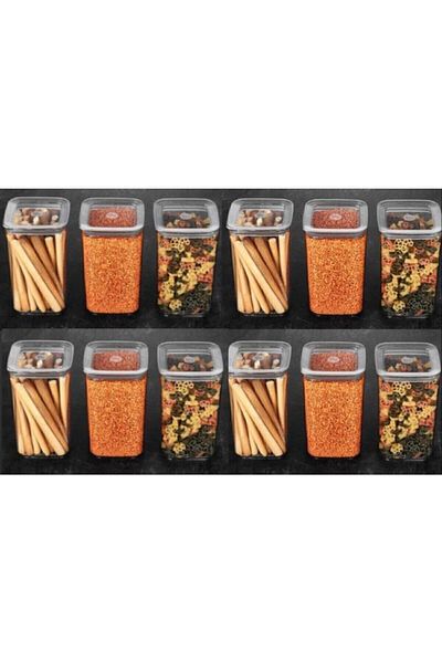 VİP AHMET Sude Square Storage Container 1200 Ml X 12 Food Container 12 Pieces Set