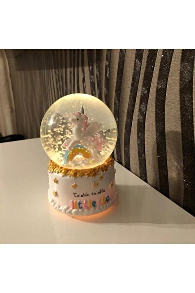 Keyfi Sepet Ihtişamlı Evim Orta Boy Unicorn Temalı Müzikli Ve Işıklı Kar Küresi Unicorn Kar Küresi