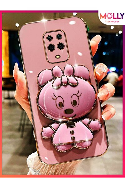 Molly Xiaomi Redmi NOTE 9 PRO İçin Lila Minnie Standlı Kenarları Gold Detaylı...