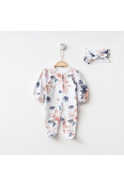 Minimus Lavinia Floral Print Cotton Watermelon Sleeve Romper Set for Newborn ...