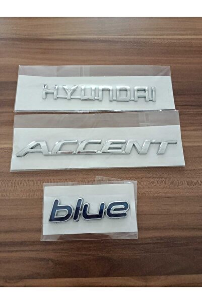 JustSmile Hyundai Accent Blue 3LÜ TAKIM Bagaj Yazısı-yazı Set Takım-BLUE İÇİN
