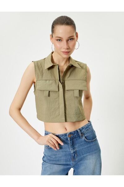 Koton Women's Short Sleeveless Shirt