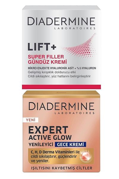 Diadermine Expert Active Glow - Renewing Night Cream + Lift + Superfiller Anti-Aging Day Cream