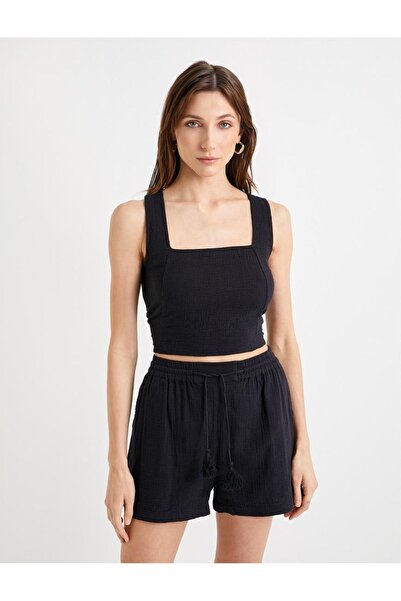 Koton Women's Muslin Crop Tank Top