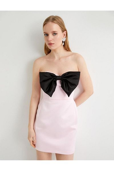 Koton Women's Strapless Satin Dress