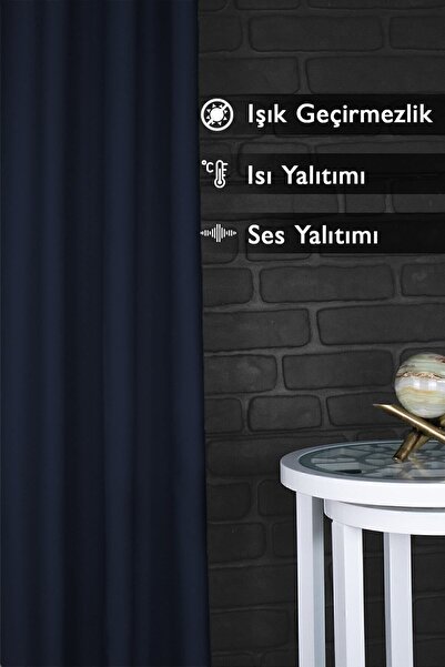 ÖZENEV Evine Özen Blackout Işık Geçirmez Fon Perde V-13 Lacivert Pilesiz Ekstraforlu Karartma Güneşlik(ENXBOY)