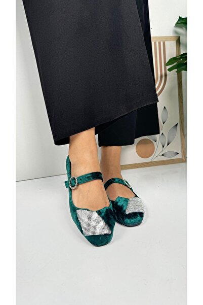 Allyup Green Velvet Stone - Single Strap Casual Women's Shoes 285