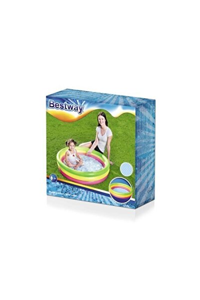 BESTWAY 51104, 3 Boğum Renkli, Şişme Zemin Çocuk Havuzu, 102x25cm