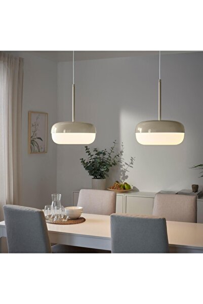 IKEA Sarkıt Lamba Salon Lambası Bej Renk Meridyendukkan 37 Cm Oval Modern Lamba Sarkıt