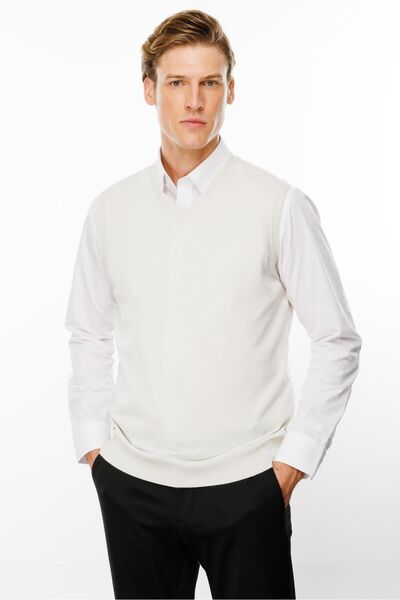 Desen Triko Men's Sweater - Bone Colored