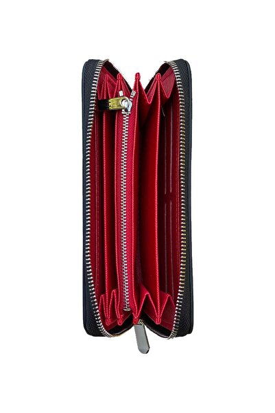Karbonfiber Kırmızı Zip Cüzdan