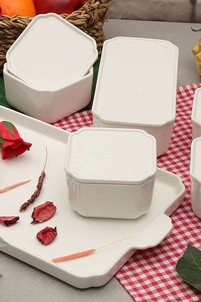 AROW Pure 6 Piece Porcelain Breakfast Bowl with Lid