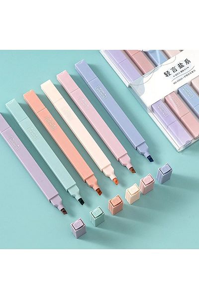 Kawaii Morandi Double Ended Ultra Soft Pastel Highlighter Set Wd-0566A
