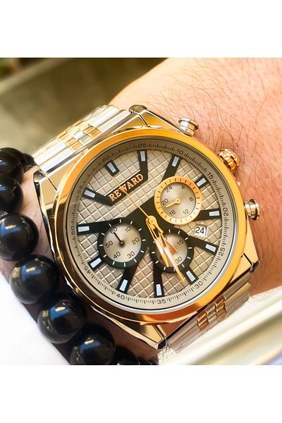 Reward Men's Steel Wristwatch and Bracelet Gift Set