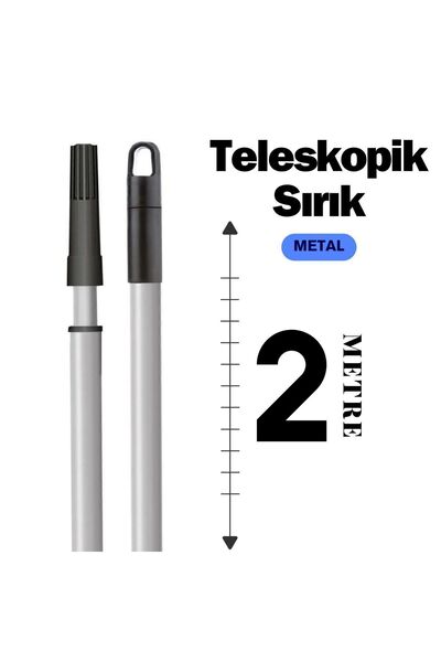 Genel Markalar Teleskopik Uzatmalı 2 M - Metal Sırık - Fırça / Ayarlanabilir Uzatmalı Sap - 2 Metre - METAL