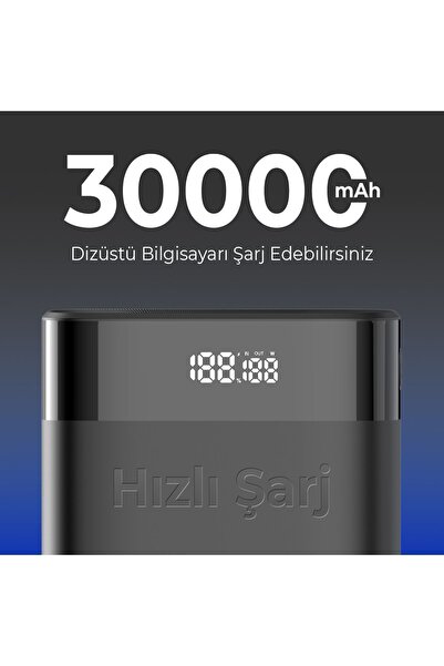Bix Pb140w 30000mah Usb Ve 2*type-c Pd 140w Üç Çıkışlı Dijital Ekranlı Powerbank Siyah