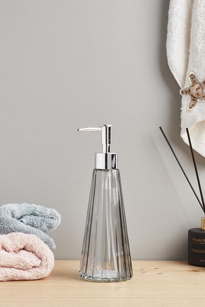 Perotti Gray Glass Conic Line Liquid Soap Dispenser