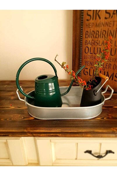 Panoramas Home Galvaniz Tepsi Vazo Sulak Üçlü Set Çok Amaçlı