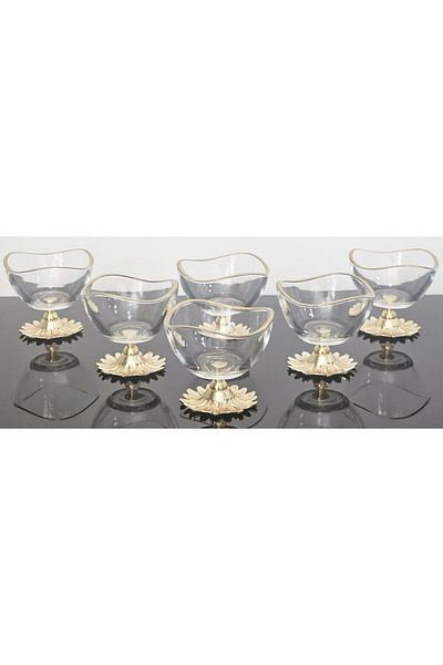 atabey home 6-Piece Gold Detailed Coffee Side Lava Turkish Delight Bowl & Sauce Bowl with Cast Daisy Feet