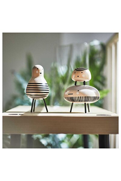 IKEA Dekoratif Ahşap Kahverengi Siyah 3 Parça Aksesuar Biblo