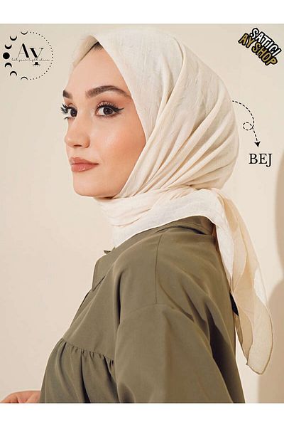 its AY shop Hijab Γυναικείο Bamboo Kraş Μπεζ κασκόλ