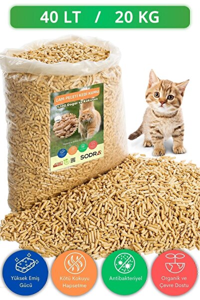 Sodra Kedi Kumu %100 Organik Çam Peleti 6mm 40lt (20kg) Çam Kokulu