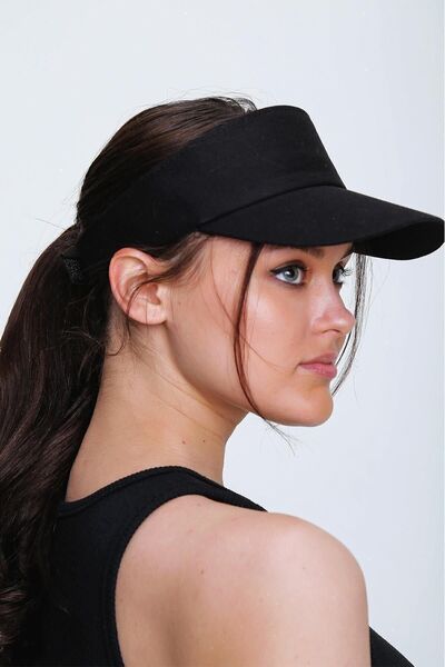 tuplepie Unisex Uv Koruyucu Vizör Kasket Siperlik Tenis Şapka - Siyah