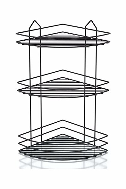 Genel Markalar Paslanmaz 3 Katlı Banyo Köşeliği Şampuanlık Köşelik Banyo Rafı Siyah Eks03