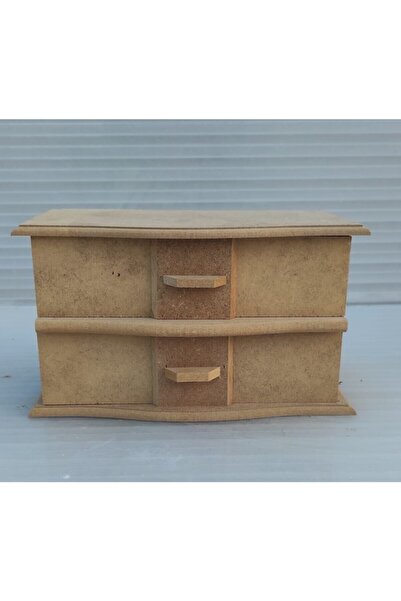 Ahşaplar Ham Mdf Boyanabilir Iki Çekmeceli Kutu