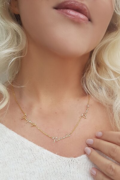 VAOOV 925 Ayar Gümüş El Yazısı Üç Isimli Kolye