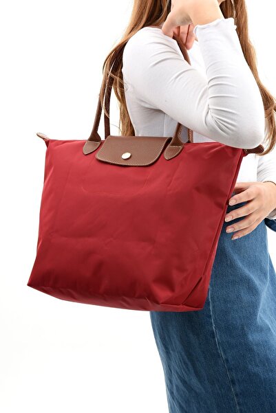 blancza Real Leather Red-Tan Colored Foldable Shoulder Bag - Snap Handle Style